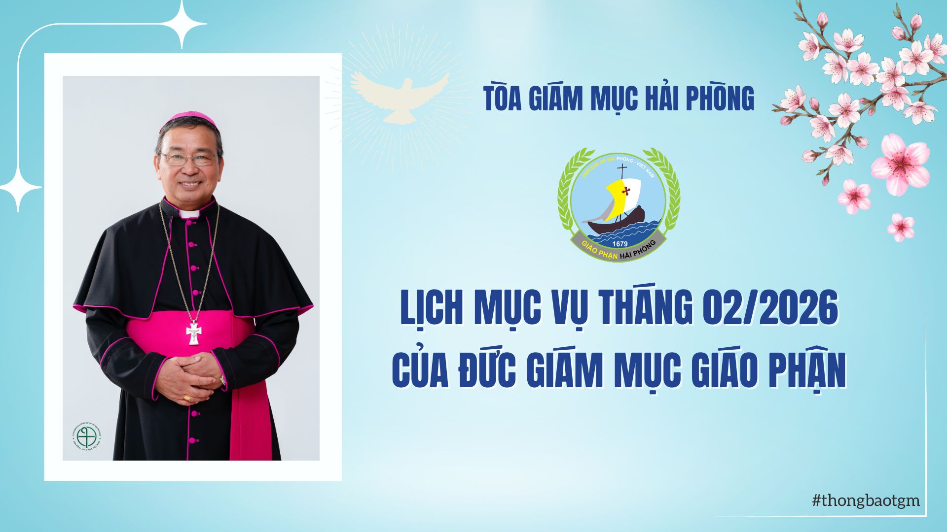 Lịch mục vụ của Đức cha Giáo phận trong tháng 02/2026